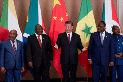 China's president with Ramaphosa and other African leaders