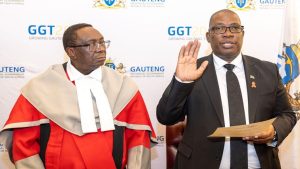 Newly-elected Gauteng Premier Panyaza Lesufi being sworn in.