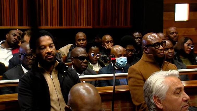 Sports, Arts and Culture Minister Zizi Kodwa and co-accused, businessman, Jehan Mackay appear in the Palm Ridge Magistrate's Court On June 5, 2024.