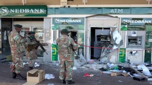 A bomb-raided ATM machine.